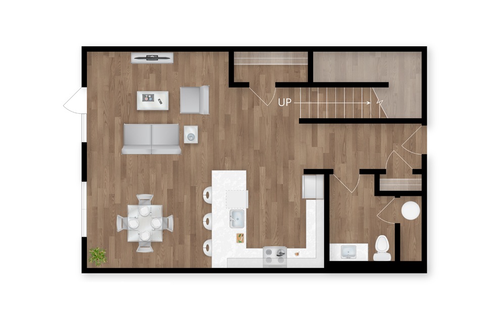 15.1 - 2 bedroom floorplan layout with 2.5 baths and 1630 square feet. (Floor 1)