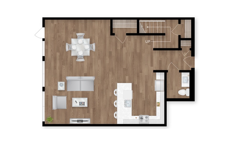B3K - 2 bedroom floor plan layout with 2.5 bathrooms and 1831 square feet