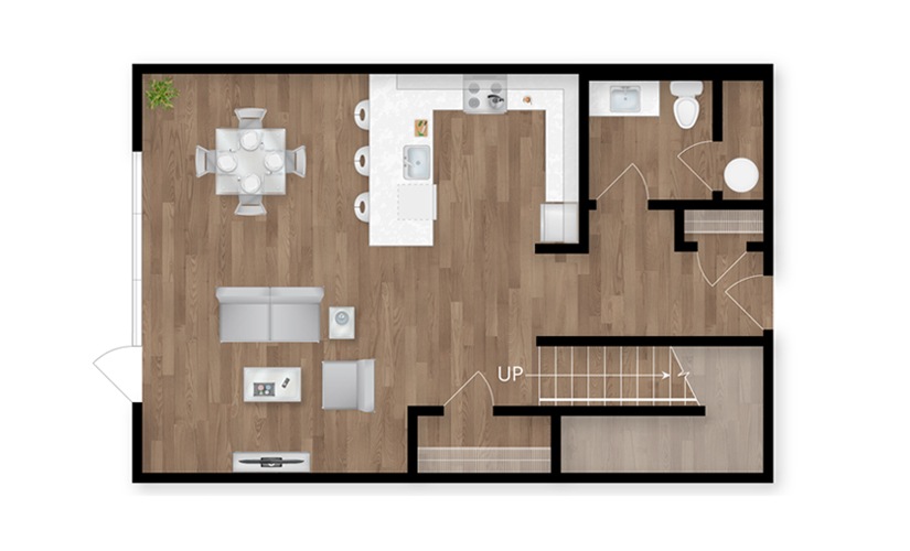 B3G - 2 bedroom floor plan layout with 2.5 bathrooms and 1618 square feet