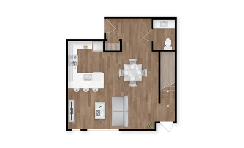 B3E - 2 bedroom floor plan layout with 2.5 bathrooms and 1571 square feet