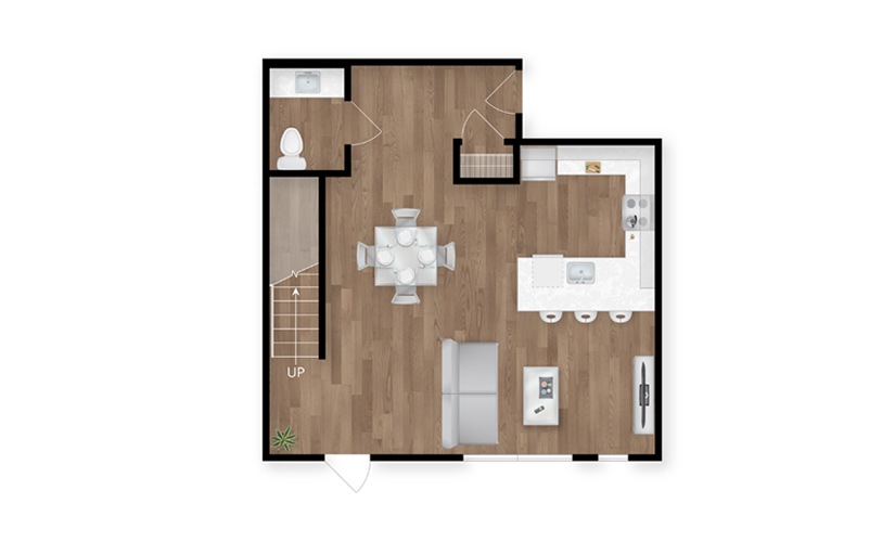 B3I - 2 bedroom floor plan layout with 2.5 bathrooms and 1630 square feet