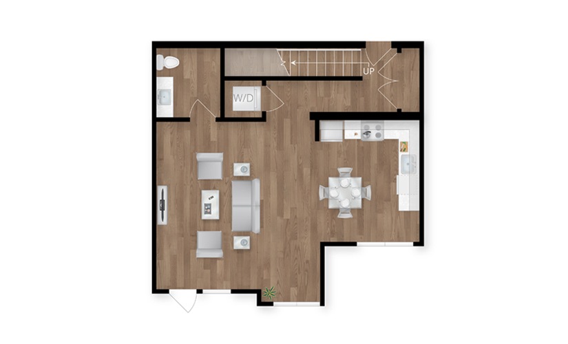 B3A - 2 bedroom floor plan layout with 2.5 bathrooms and 1430 square feet