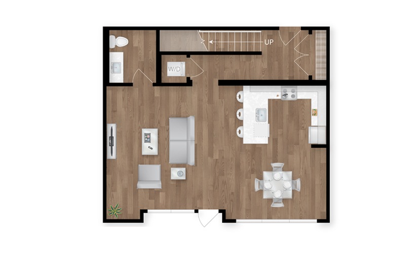 B3J - 2 bedroom floor plan layout with 2.5 bathrooms and 1723 square feet