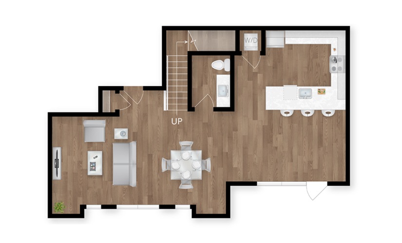 C3A - 3 bedroom floor plan layout with 2.5 bathrooms and 2012 square feet