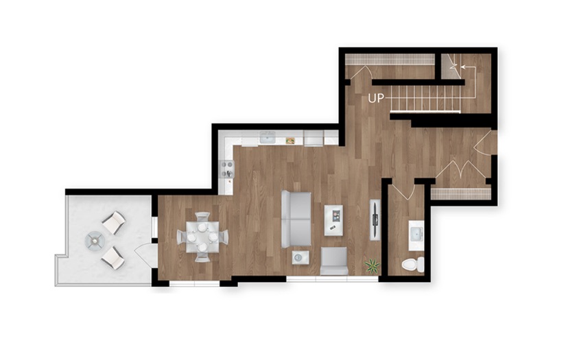 C3B - 3 bedroom floor plan layout with 2.5 bathrooms and 2048 square feet